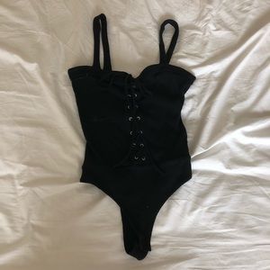 Black ribbed bodysuit